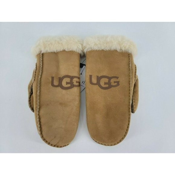 UGG Accessories - UGG Sheepskin & Suede Logo Mittens Chestnut S/M